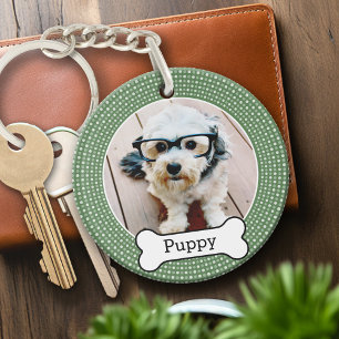 Porte-clés Photo d'animal de compagnie avec os de chien - poi