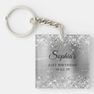 Porte-clés Photo d'anniversaire 21 ans en feuille d'argent sc