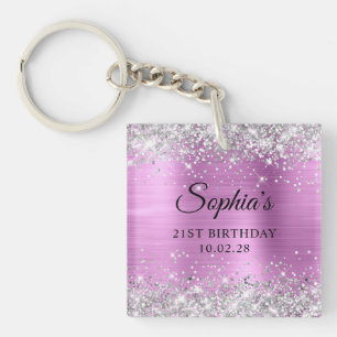 Porte-clés Photo d'anniversaire 21 ans Lavande P Paillettes A