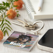 Porte-clés Photo de animal de compagnie personnalisée (Devant Droit)