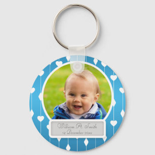 Porte-clés Photo de bébé avec les coeurs et les diamants