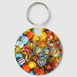 Porte-clés photo de belles balles en marbre de verre coloré