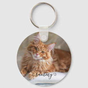 Porte-clés Photo de chat mignon aux cheveux bouclés