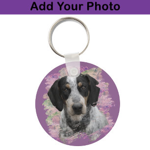 Porte-clés Photo de Chien Bluetick Coonhound Lilas Rose Amate