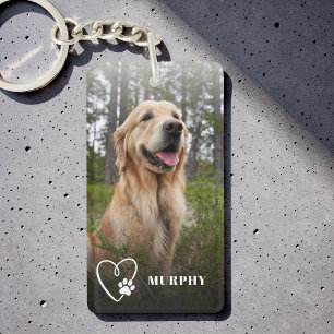 Porte-clés Photo de chien personnalisé Moderne Cœur Patte Mig