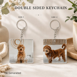 Porte-clés Photo de chien personnalisée avec rythme cardiaque