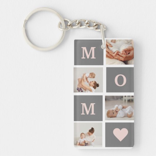 Porte-clés Photo de collection moderne Best Mom Pink & Grey C (Devant)