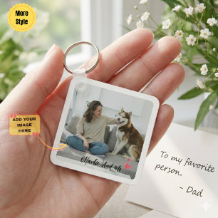 Porte-clés photo de compagnie personnalisé et cœur