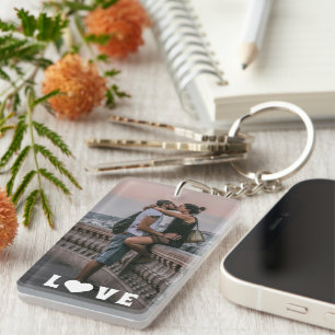 Porte-clés Photo de couple amoureux personnalisé Texte d'amou
