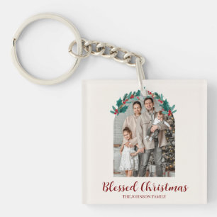 Porte-clés photo de couronne de Noël personnalisée