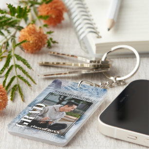 Porte-clés Photo de diplômé personnalisée sur motif d'art abs