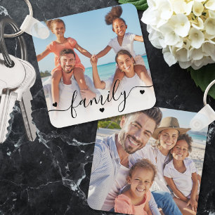 Porte-clés Photo de famille double face personnalisé avec deu