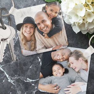 Porte-clés Photo de famille double face personnalisé avec deu