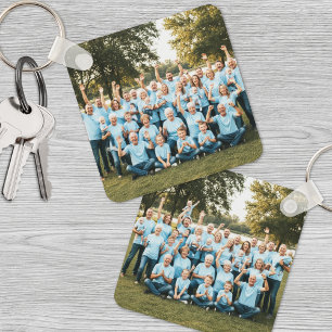 Porte-clés Photo de famille personnalisé recto-verso avec deu