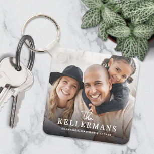 Porte-clés Photo de famille personnalisée avec nom
