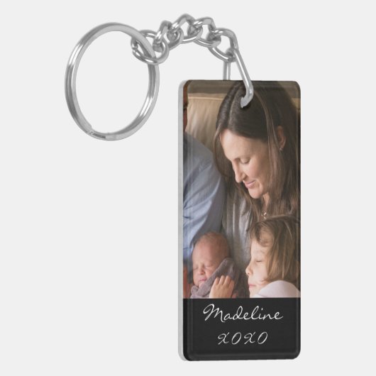 Porte-clés Photo de famille Script moderne Nom du monogramme  (Devant gauche)