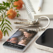 Porte-clés Photo de famille Script moderne Nom du monogramme (Devant droit)