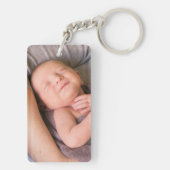 Porte-clés Photo de famille Script moderne Nom du monogramme (Dos)