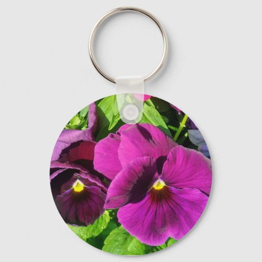 Porte-clés Photo de fleur de pensée violette (Recto)
