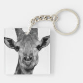 Porte-clés Photo de girafe noir et blanc (Dos)