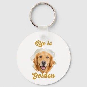 Porte-clés Photo de Golden Retriever La vie est dorée