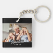 Porte-clés photo de grand-mère établie avec écriture blanche (Dos)
