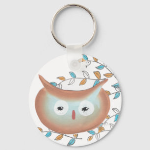 Porte-clés Photo de hibou porte - clé en Brown et Turquoise