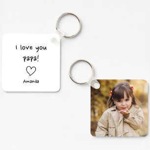 Porte-clés Photo de la fille à papa Message d'amour