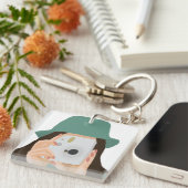 Porte-clés Photo de la fille avec des cheveux noirs (Devant Droit)