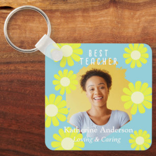 Porte-clés Photo de la meilleure enseignante Daisy sarcelle