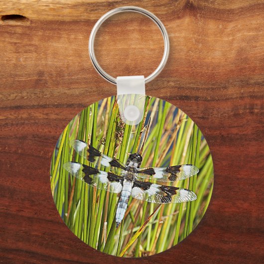 Porte-clés Photo de libellule d'écrémage blanc commun (Verso)