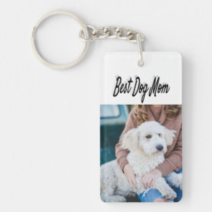 Porte-clés Photo de maman de chien en noir 