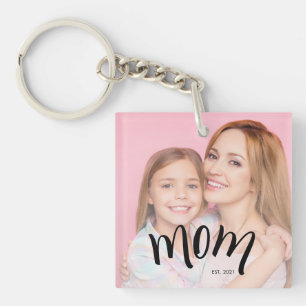 Porte-clés Photo de maman personnalisé Année d'établissement