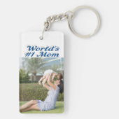 Porte-clés Photo de maman texte bleu marine (Dos)