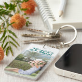 Porte-clés Photo de maman texte vert (Devant droit)
