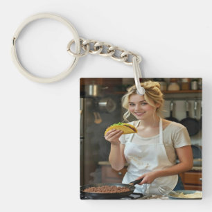 Porte-clés Photo de manger des tacos Personnaliser