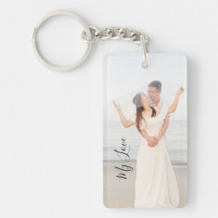 Porte-clés Photo de mariage personnalisée mon amour