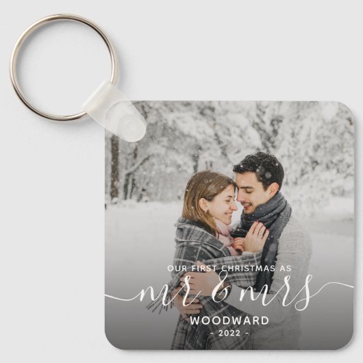 Porte-clés Photo de Noël Marié blanc Script (Recto)