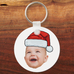 Porte-clés Photo de visage de bébé personnalisé Noël du Père