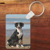 Porte-clés Photo deux personnalisées et nom (Verso)