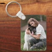 Porte-clés Photo deux personnalisées et nom (Recto)