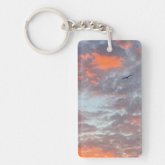 Porte-clés Photo d'oiseau volant nuages roses ciel (Devant)