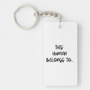 Porte-clés Photo Drôle Du Chat Cet Homme Appartient À