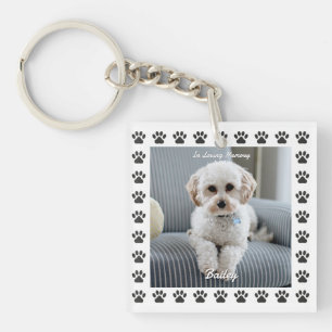 Porte-clés Photo du chien, nom, en souvenir affectueux, empre
