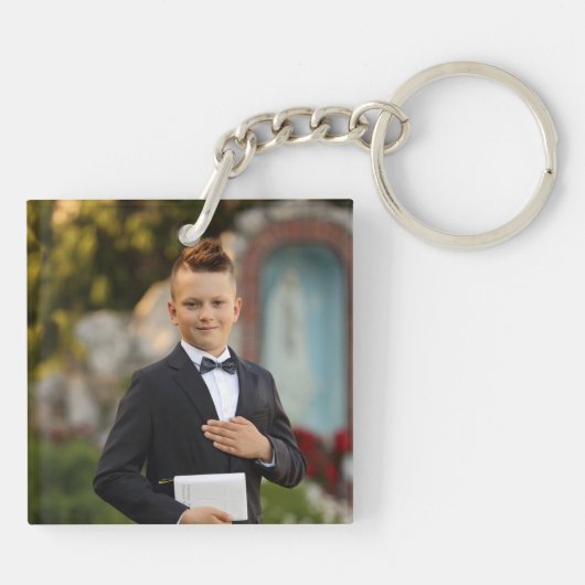 Porte-clés Photo du garçon Blue First Communion (Dos)