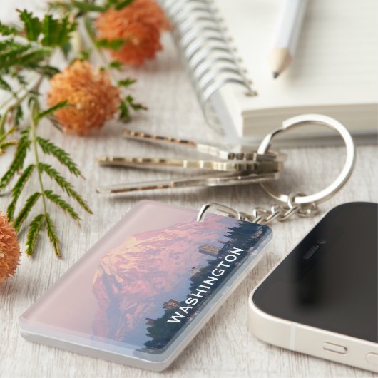 Porte-clés Photo du Mont Rainier de l'État de Washington (Devant droit)