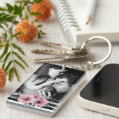 Porte-clés Photo élégante florale et de rayures de coutume (Devant droit)