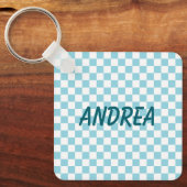 Porte-clés Photo en damier bleu œuf de Robin (Recto)