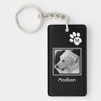 Porte-clés Photo en noir et blanc du chien mignon et du mât i