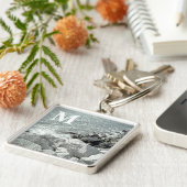 Porte-clés Photo en noir et blanc d'une côte rocheuse de l'oc (Côté)